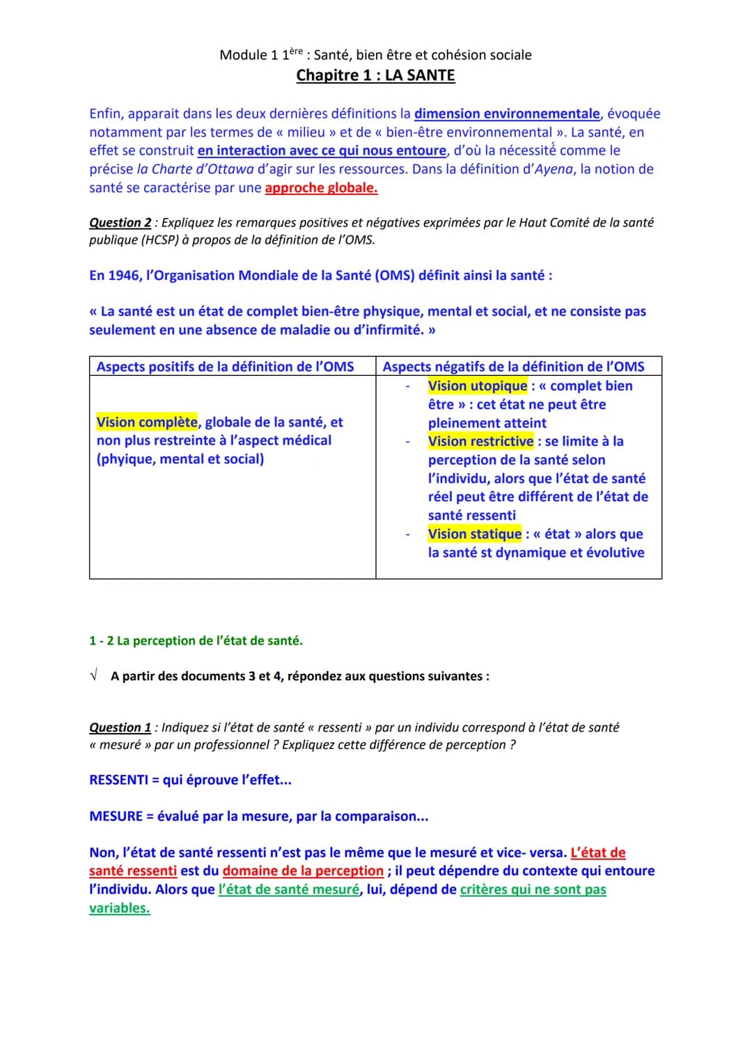 Contenu
De la santé des individus à la santé de la
population
Diversité des approches de la santé
Principales notions :
Santé, santé globale