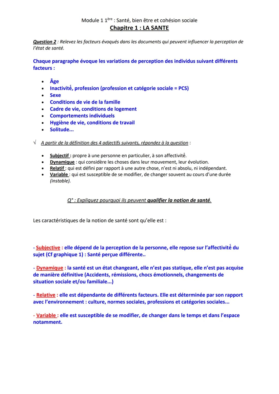 Contenu
De la santé des individus à la santé de la
population
Diversité des approches de la santé
Principales notions :
Santé, santé globale