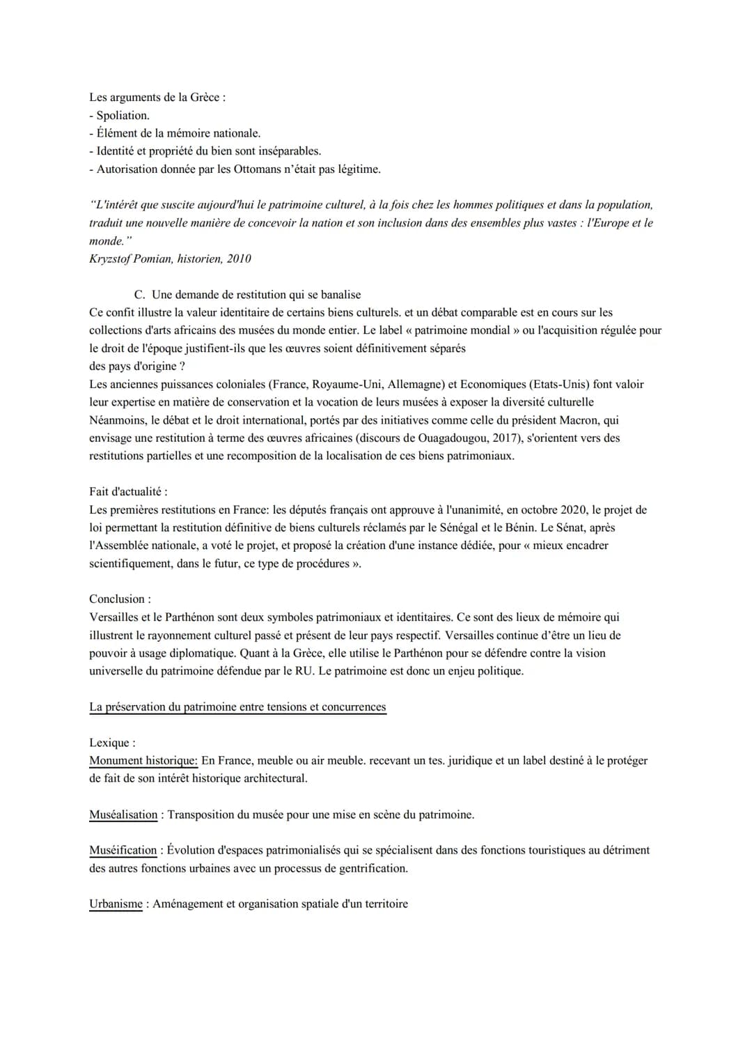 HGGSP thème 4 : Identifier, protéger et valoriser le patrimoine enjeux géopolitiques
patrimoine vient du latin "patrimonium",l'héritage du p