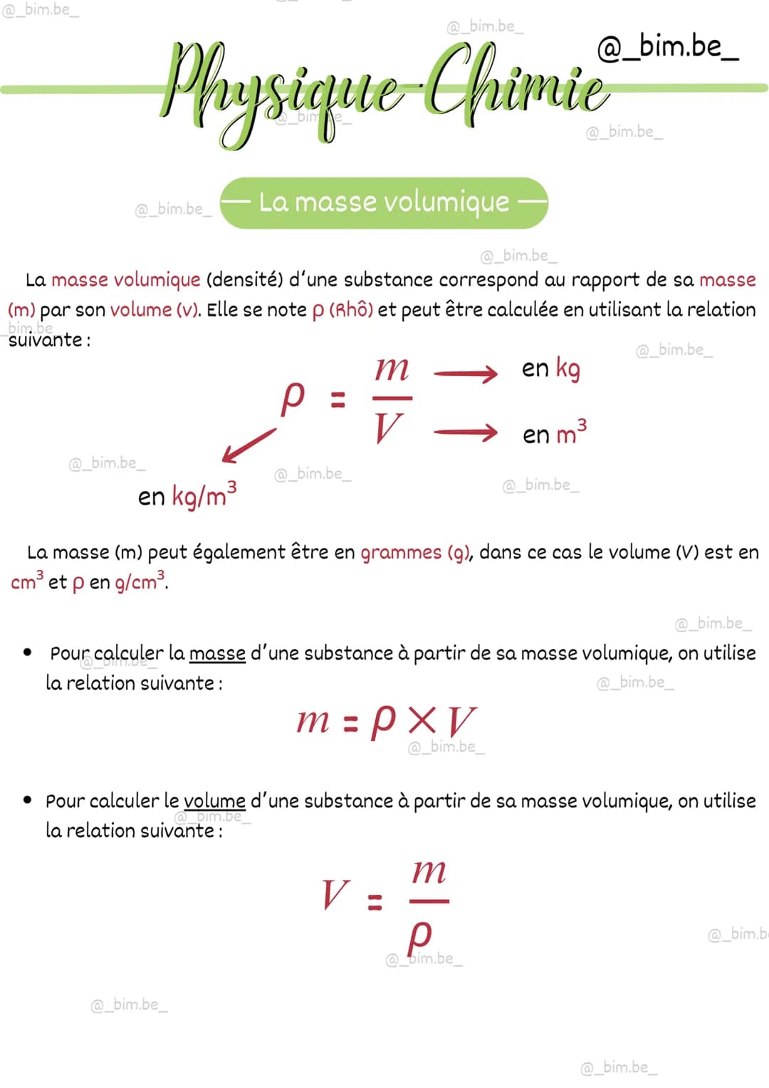 @_bim.be_
@_bim.be_
Physique Chimie
La masse volumique
@_bim.be_
●
@_bim.be_
@_bim.be
La masse volumique (densité) d'une substance correspon