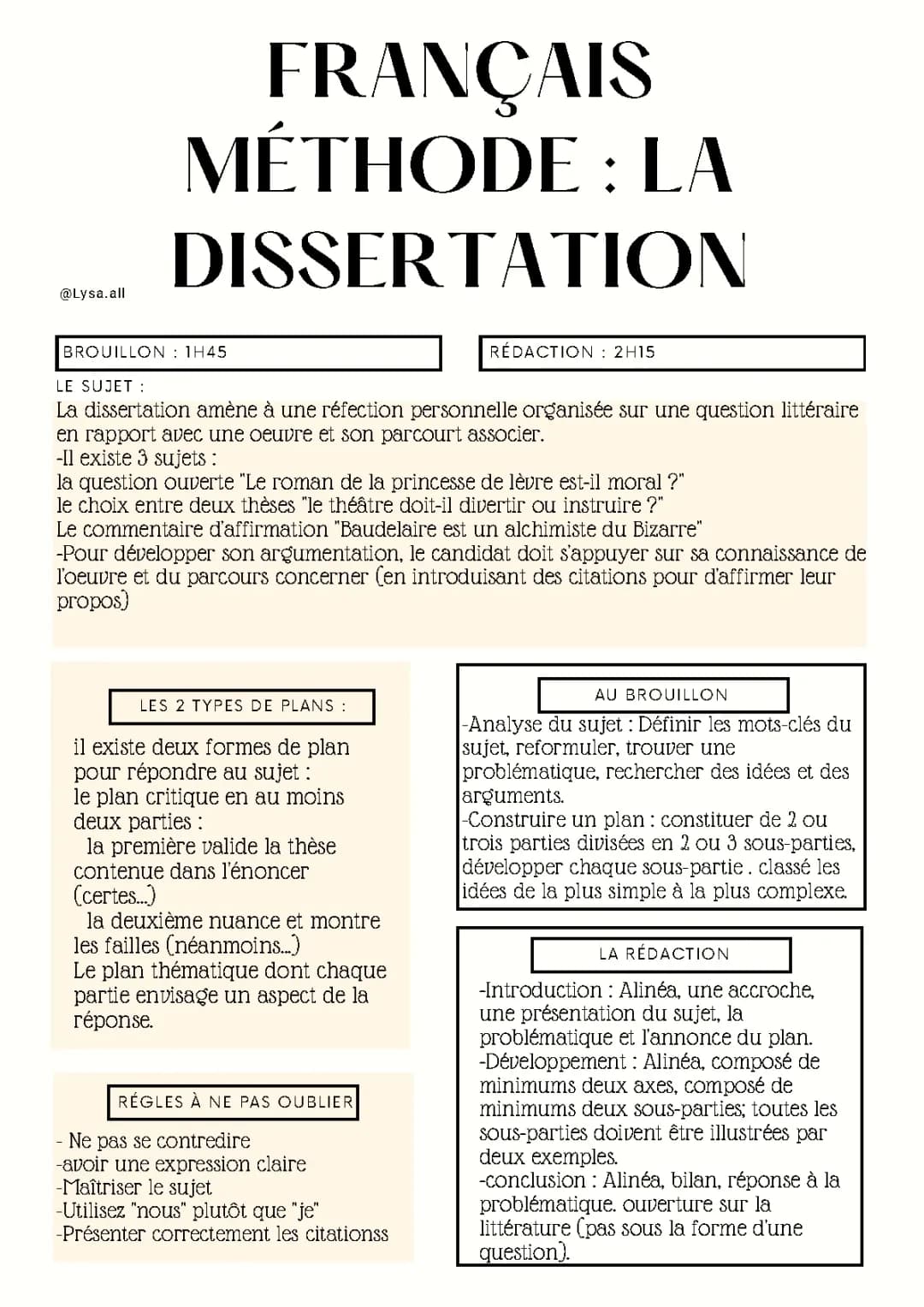 Fiche méthode : La dissertation 