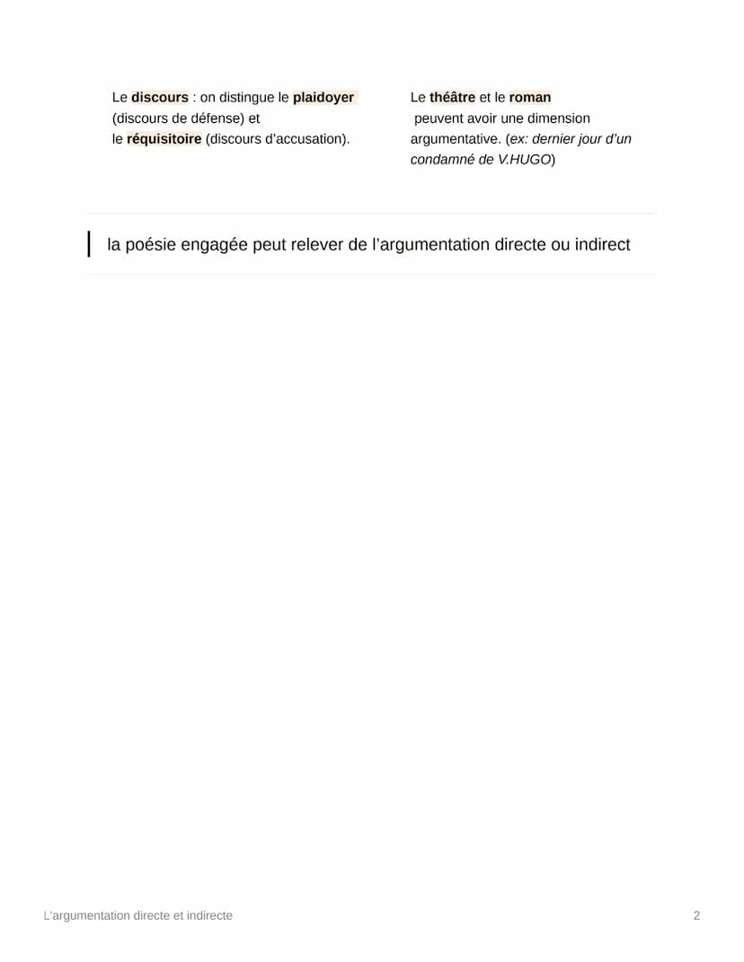 L'argumentation directe et
indirecte
Matière français
=fait par @nahaapnl
dans un texte on peut distinguer deux types d'argumentation:
l'arg