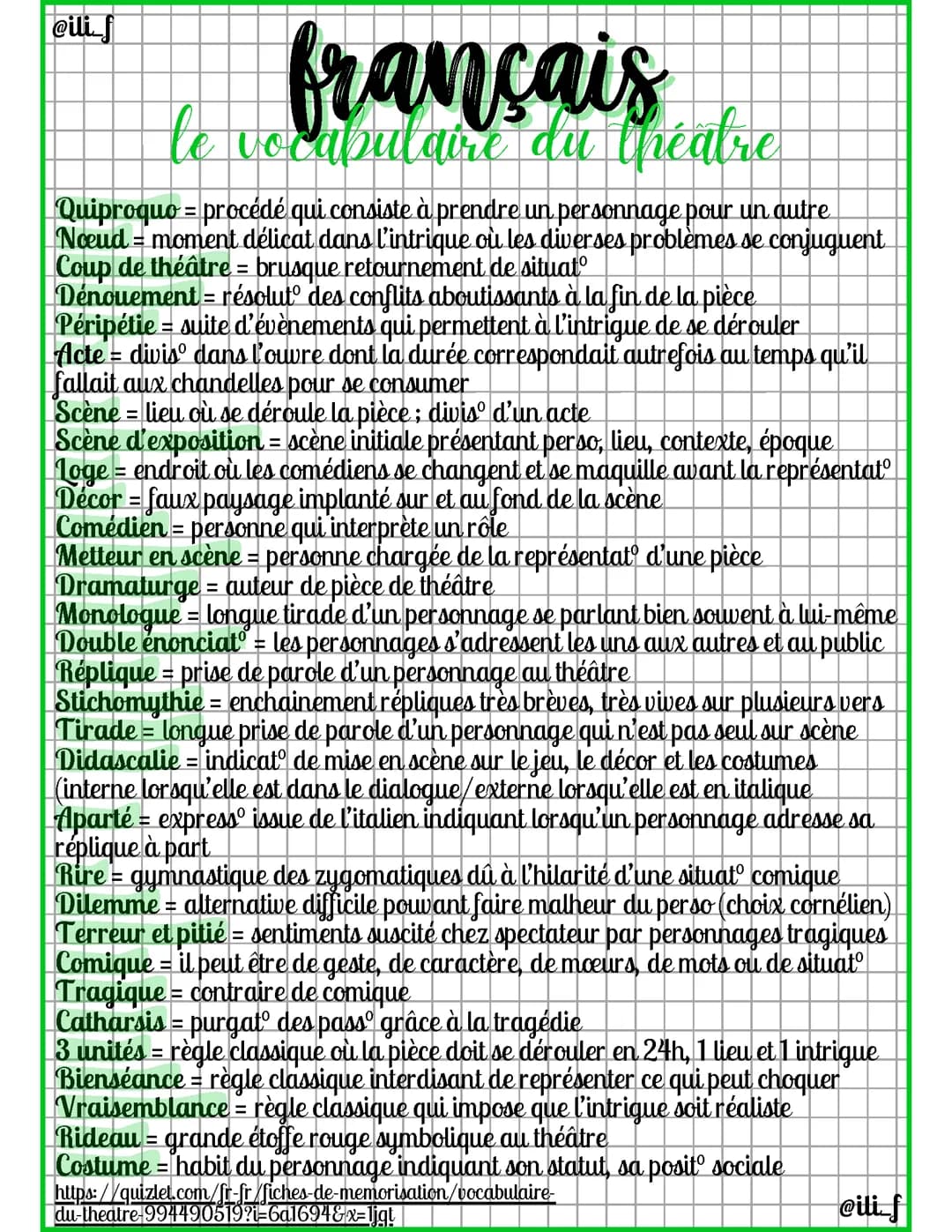 Le vocabulaire du théâtre