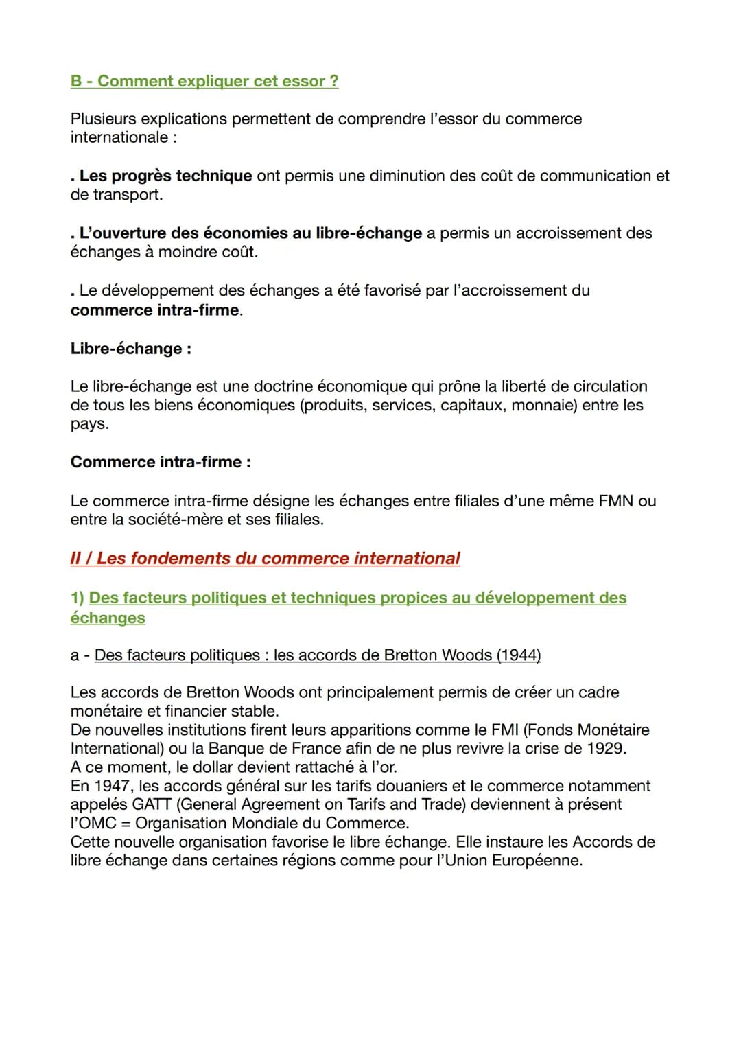 Chapitre 2 :
Quels sont les fondements du commerce international et de
l'internationalisation de la production ?
Résumé :
Le développement d