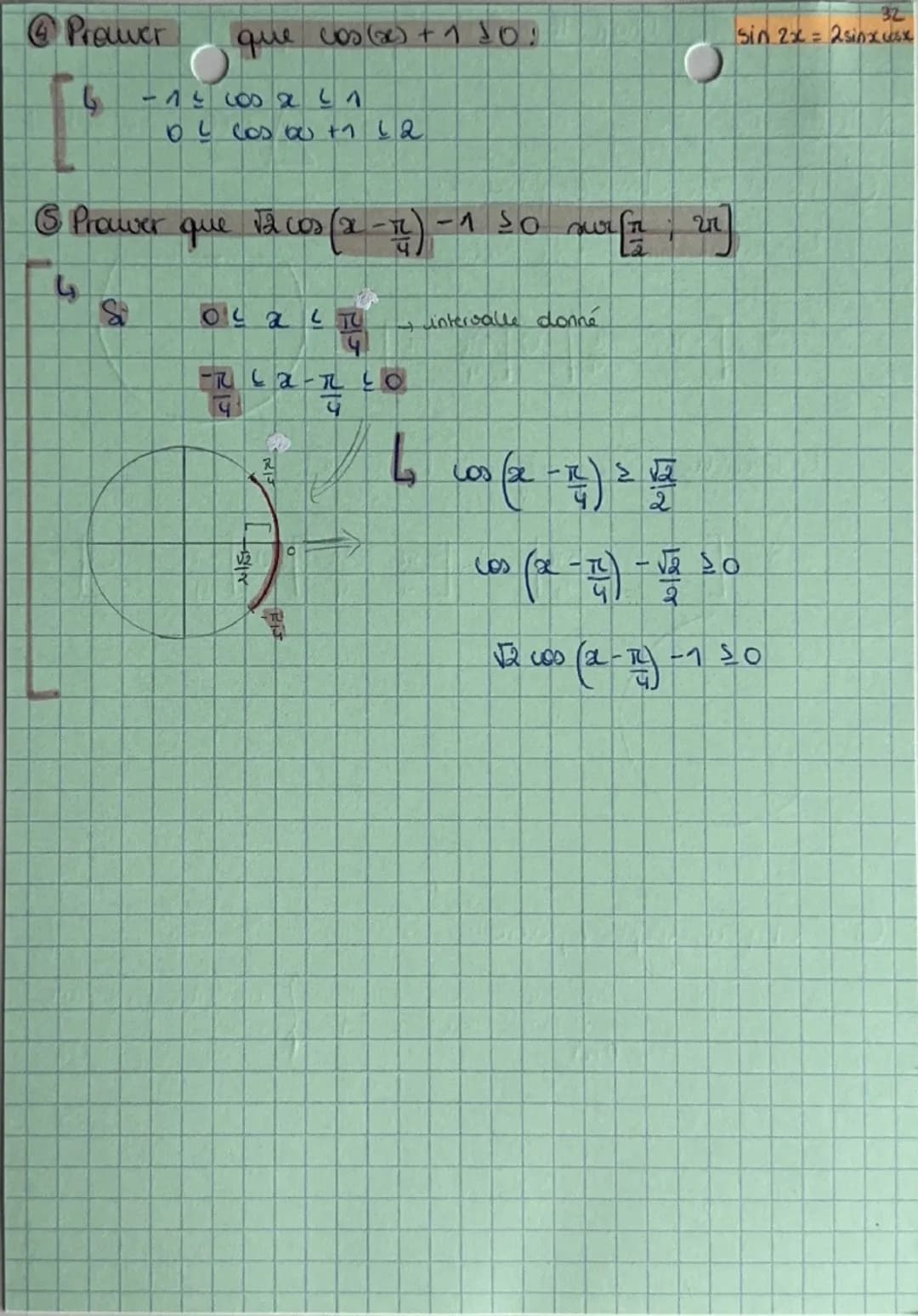 Maths The
Chap 46: Fonc's trigonometria
-1 ≤ cos (x) ≤ 1
-1 ≤ sin (x) ≤ 1
cos(x + 2kπ) = cos(x)
sin(x + 2kπ) = sin(x)
cos(-x) = cos x
sin(-x