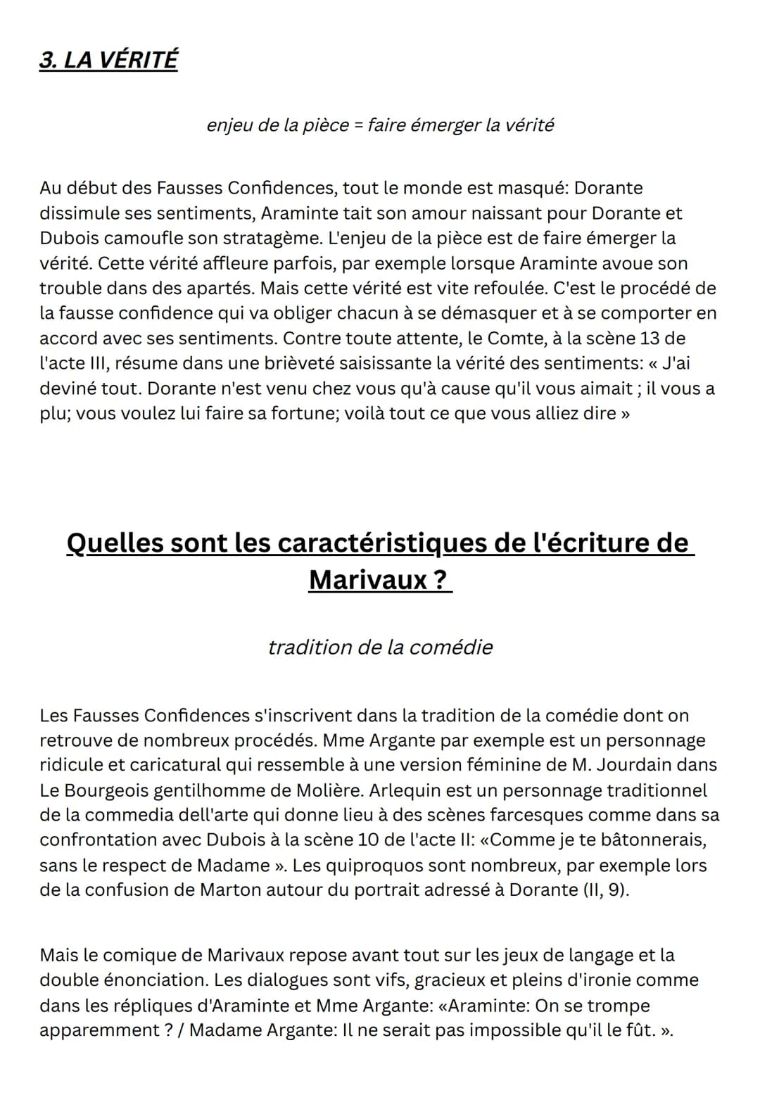 LES FAUSSES
fiche pour la
dissertation
CONFIDENCES @esmeralda_476
1. Une vue globale
Auteur: Marivaux
Parcours: Théâtre & stratagème
Thèmes: