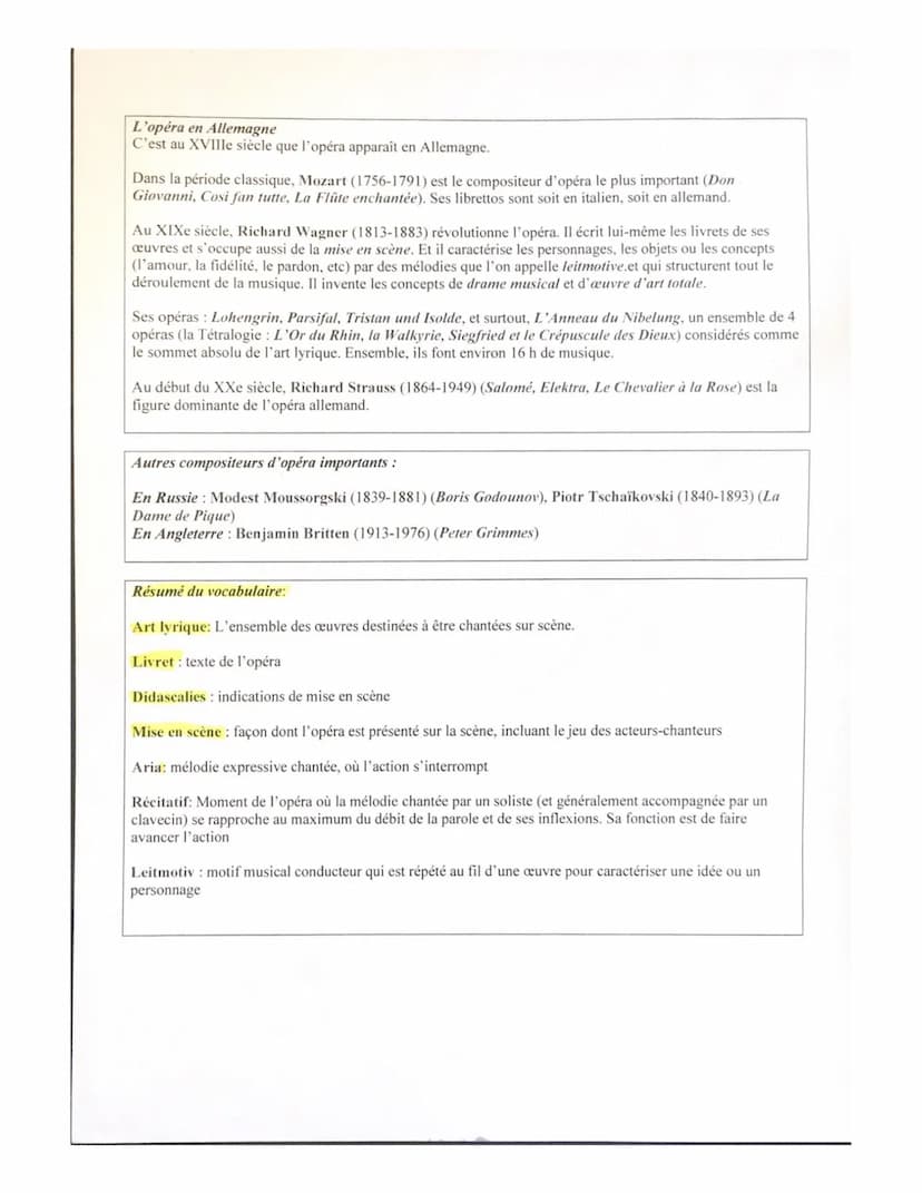 L'OPERA
Qu'est-ce qu'un opéra?
L'opéra est un genre musical vocal qui associe le théâtre et la musique.
Un opéra est une œuvre destinée à êt