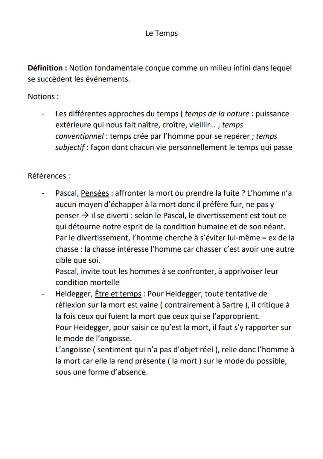 Définition: Notion fondamentale conçue comme un milieu infini dans lequel
se succèdent les événements.
Notions :
Le Temps
Les différentes ap
