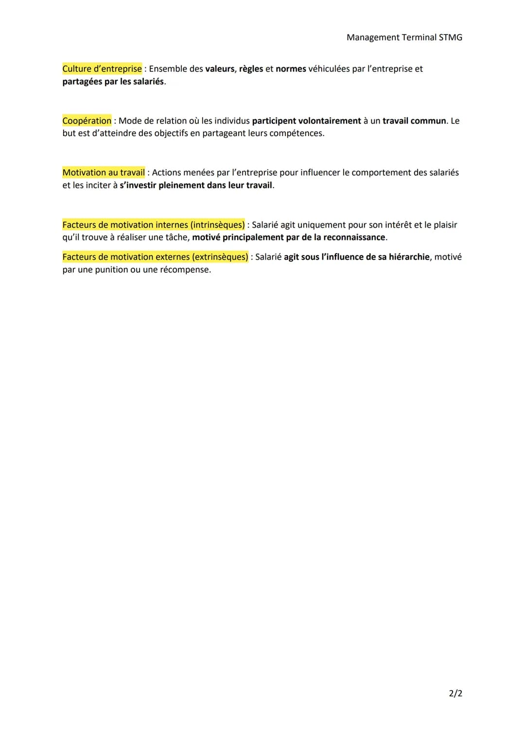 Management Terminal STMG
Thème 2 : Les organisations et les acteurs
Chapitre 6: Comment fédérer les acteurs de l'organisation?
Propriétaire 