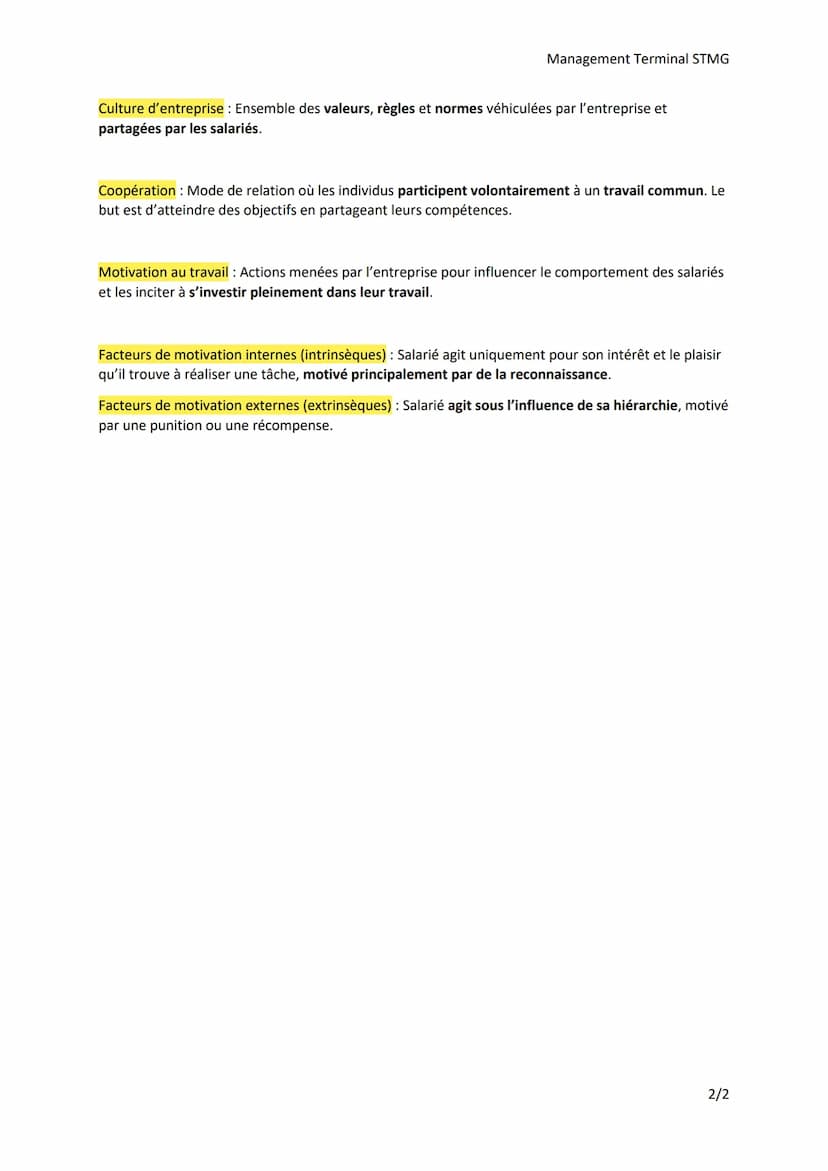 Management Terminal STMG
Thème 2 : Les organisations et les acteurs
Chapitre 6: Comment fédérer les acteurs de l'organisation?
Propriétaire 