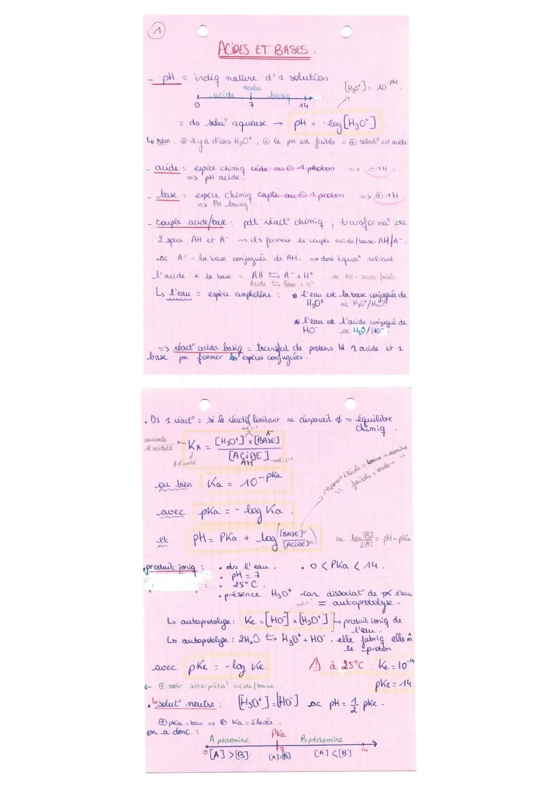^
ACIDES ET BASES
- pH = indig nature d's solution
neutre
+
basiq
to rem
base
=
O
= ds solu
aqueuse
@ily a d'ions H₂0+, le pH est
acide - es