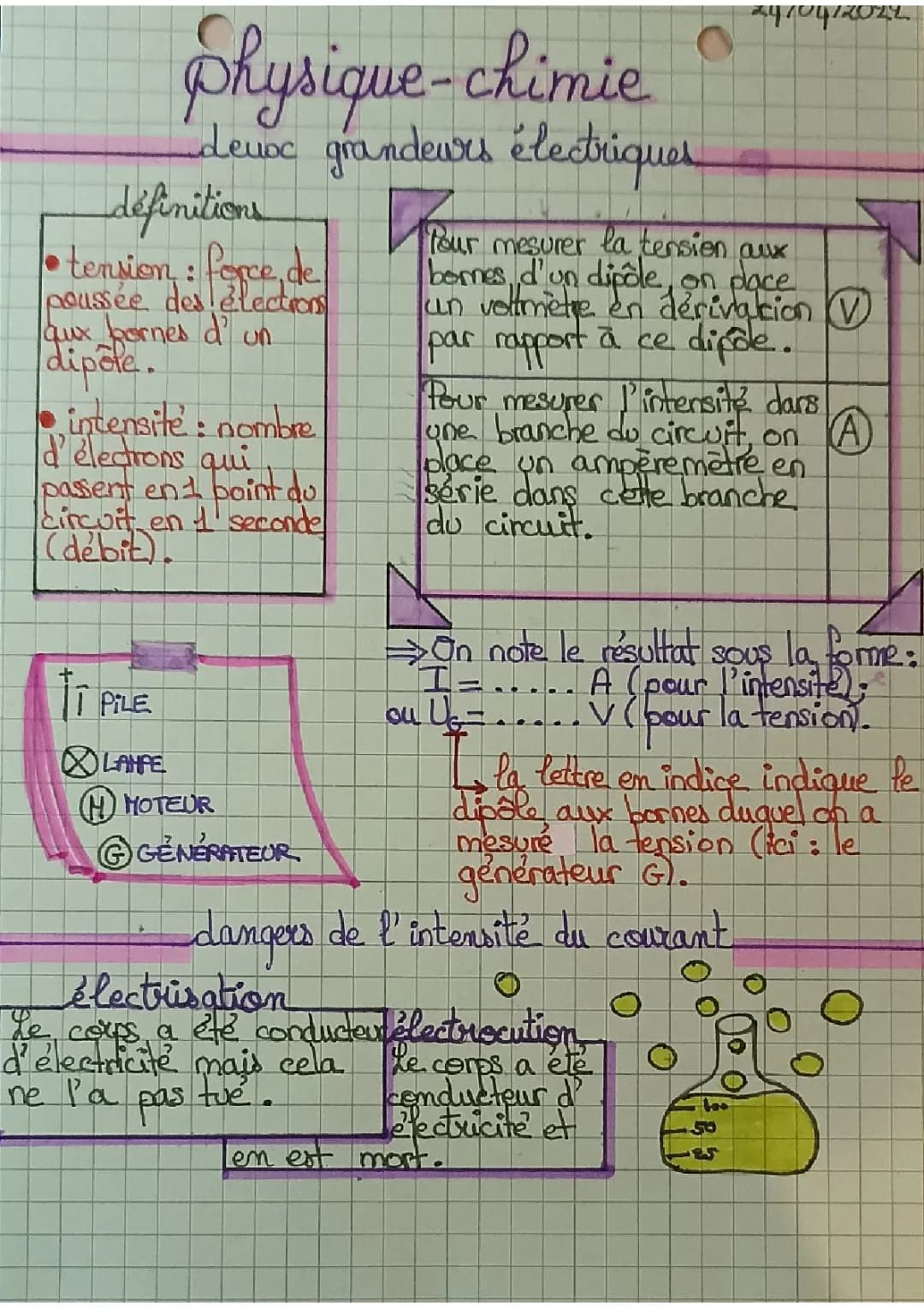 physique-chimie : tension et intensité