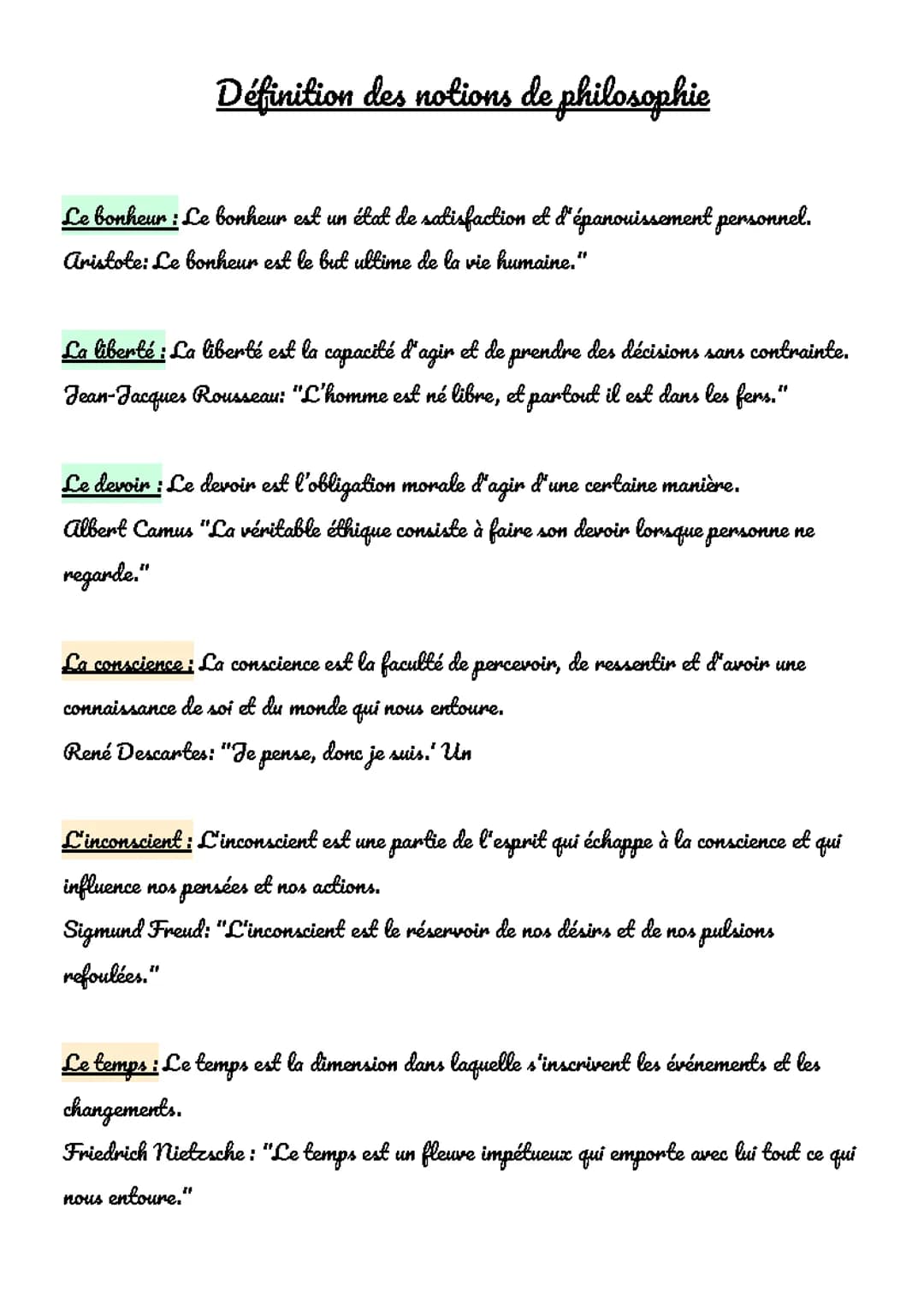 Les 17 Notions de Philosophie pour Terminale – Citations et Définitions