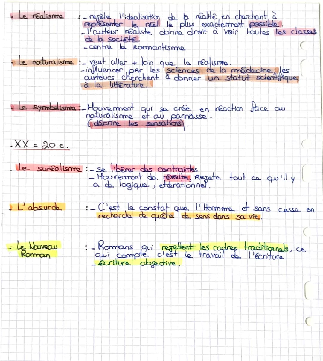 Les mouvements
XVI: 16:
L'Humanisme :
plazade ما .
XVII: 17:
· Le Baroque
littéraires :
ין
les humanismes placent l'Homme au centra
de la ré