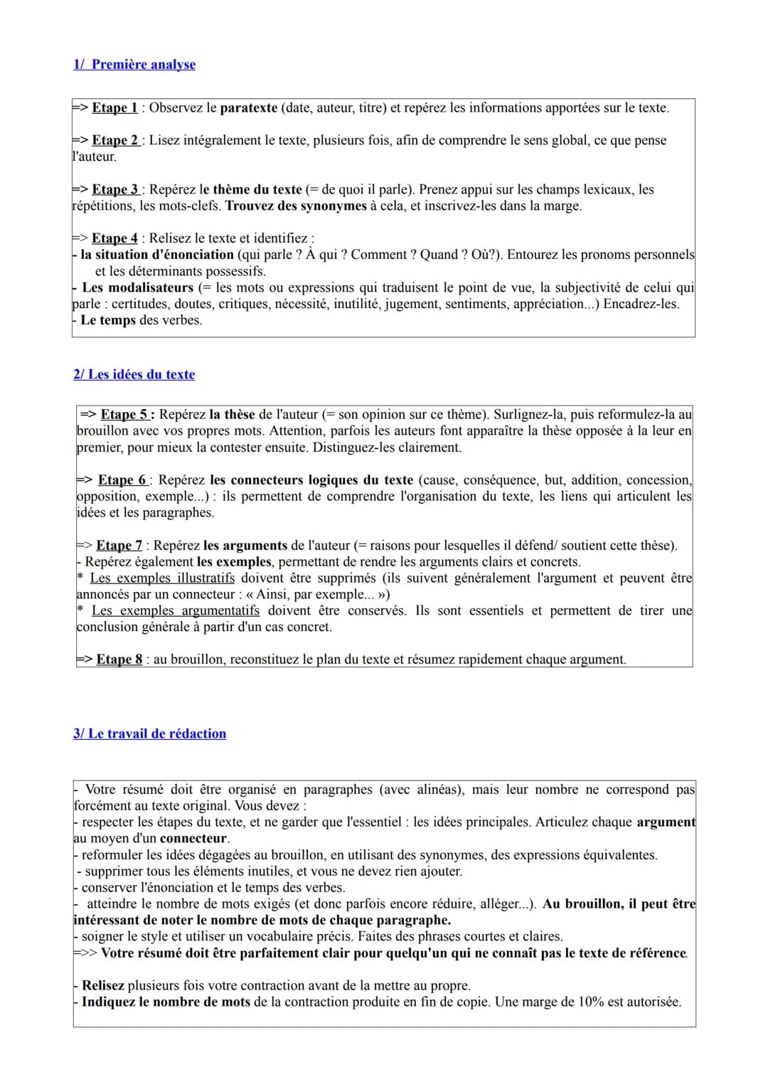 
<p>La contraction de texte est un exercice rédactionnel qui fait partie des épreuves du bac. Elle consiste à reformuler de manière précise 