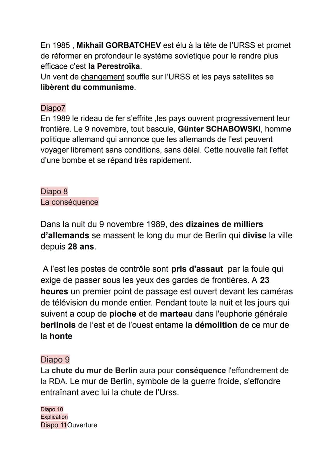 Diapo 1
Plan
DIAPO N°2
QUAND ET POURQUOI CE MUR ?
Au lendemain de la seconde guerre mondiale, l'Allemagne et sa capitale sont
divisées en qu