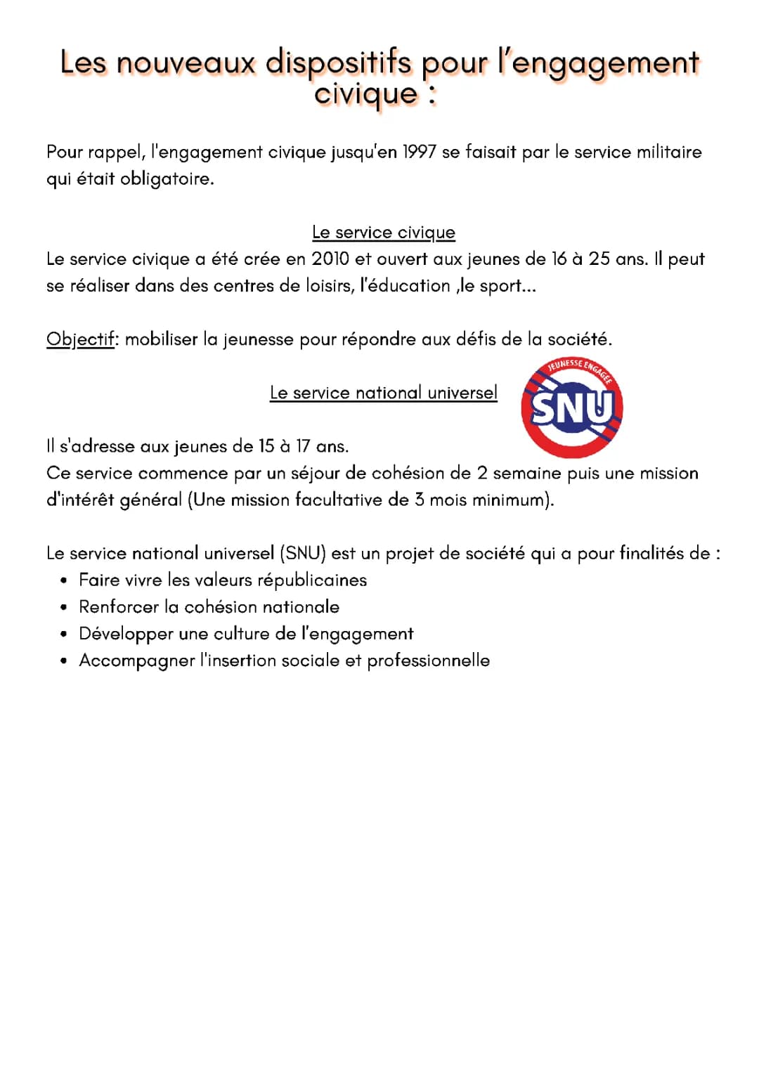 SNU et Service Civique : Infos 2024-2025 (dates, inscriptions, rémunération)