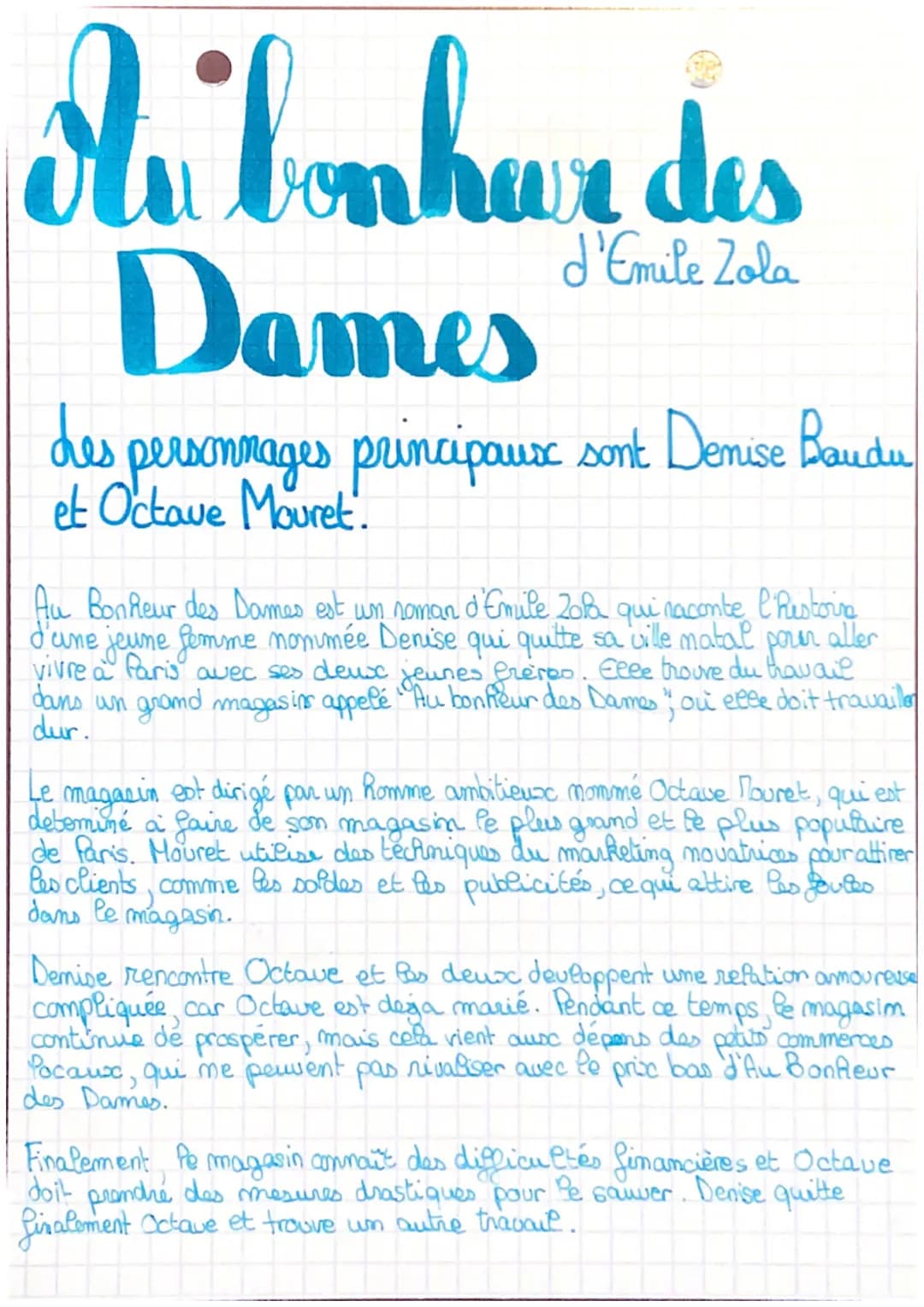 on bonheur des
d'Emile Zola
Dames
des pournarages principause sont Denise Baudu
et Octave Mouret.
Au Bonheur des Dames est un roman d'Emile 