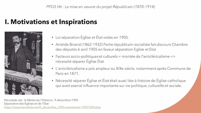 PPO 3 H6
France de 1870 à avant 1914.
H6 La mise en oeuvre du projet
Républicain (1870-1914) INTRODUCTION
PPO3 H6 : La mise en oeuvre du pro