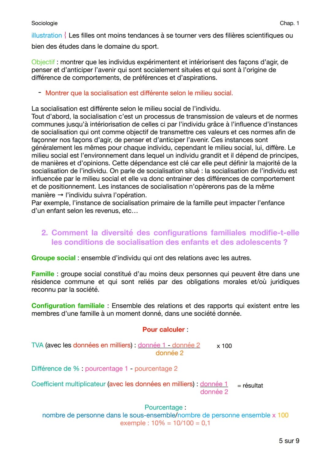 Sociologie
Chap. 1
Comment la socialisation contribue-t-elle a appliquer les différences de
comportements des individus ?
Rappel (2nd) :
Que