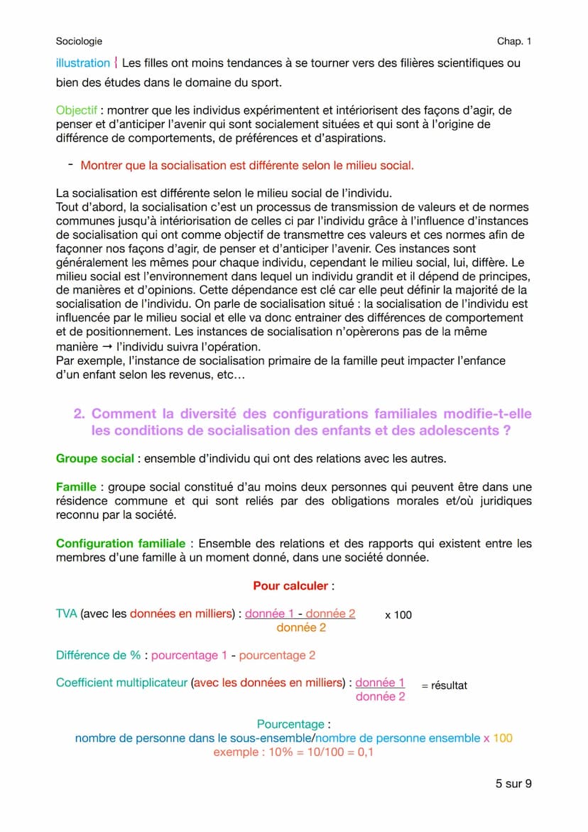 Sociologie
Chap. 1
Comment la socialisation contribue-t-elle a appliquer les différences de
comportements des individus ?
Rappel (2nd) :
Que