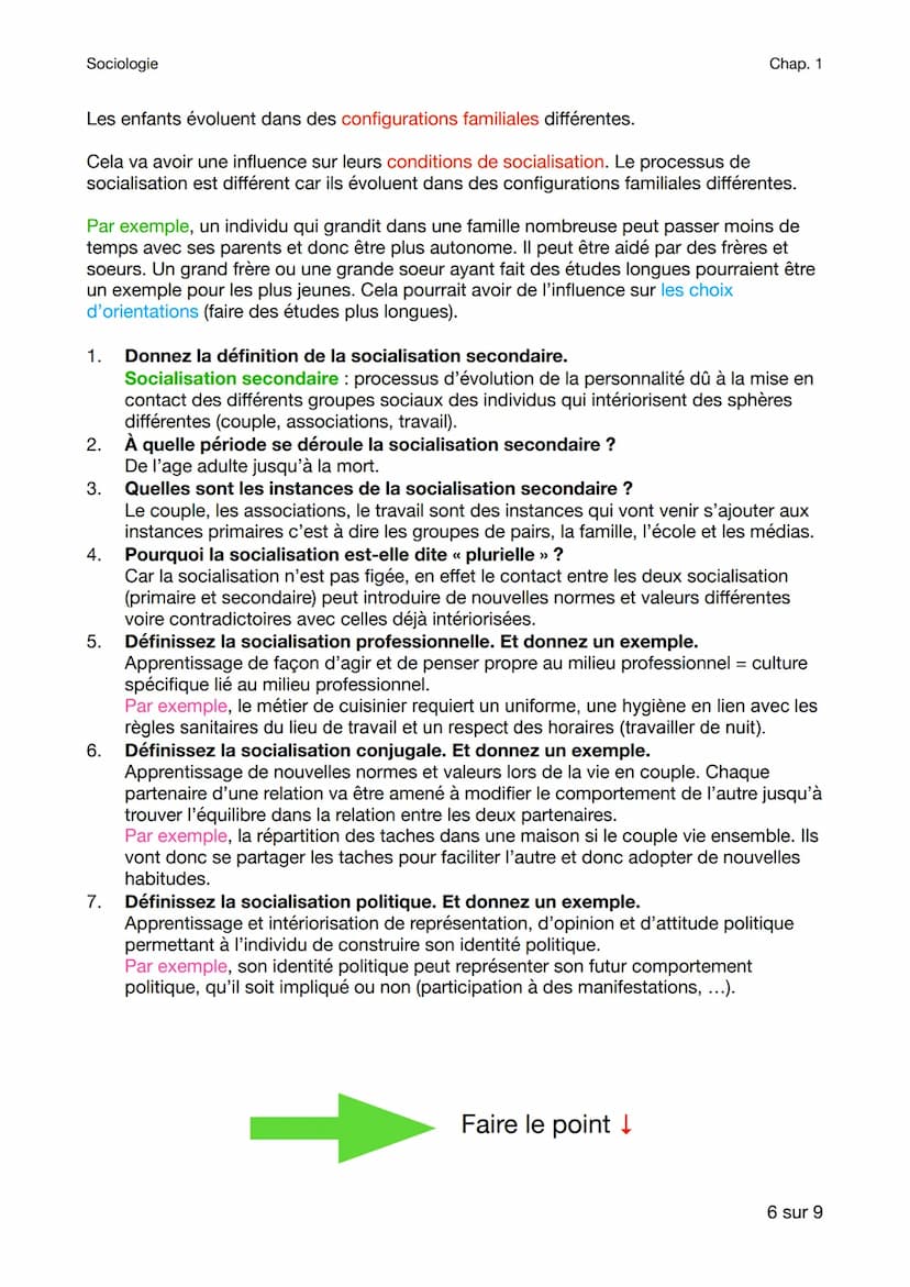 Sociologie
Chap. 1
Comment la socialisation contribue-t-elle a appliquer les différences de
comportements des individus ?
Rappel (2nd) :
Que