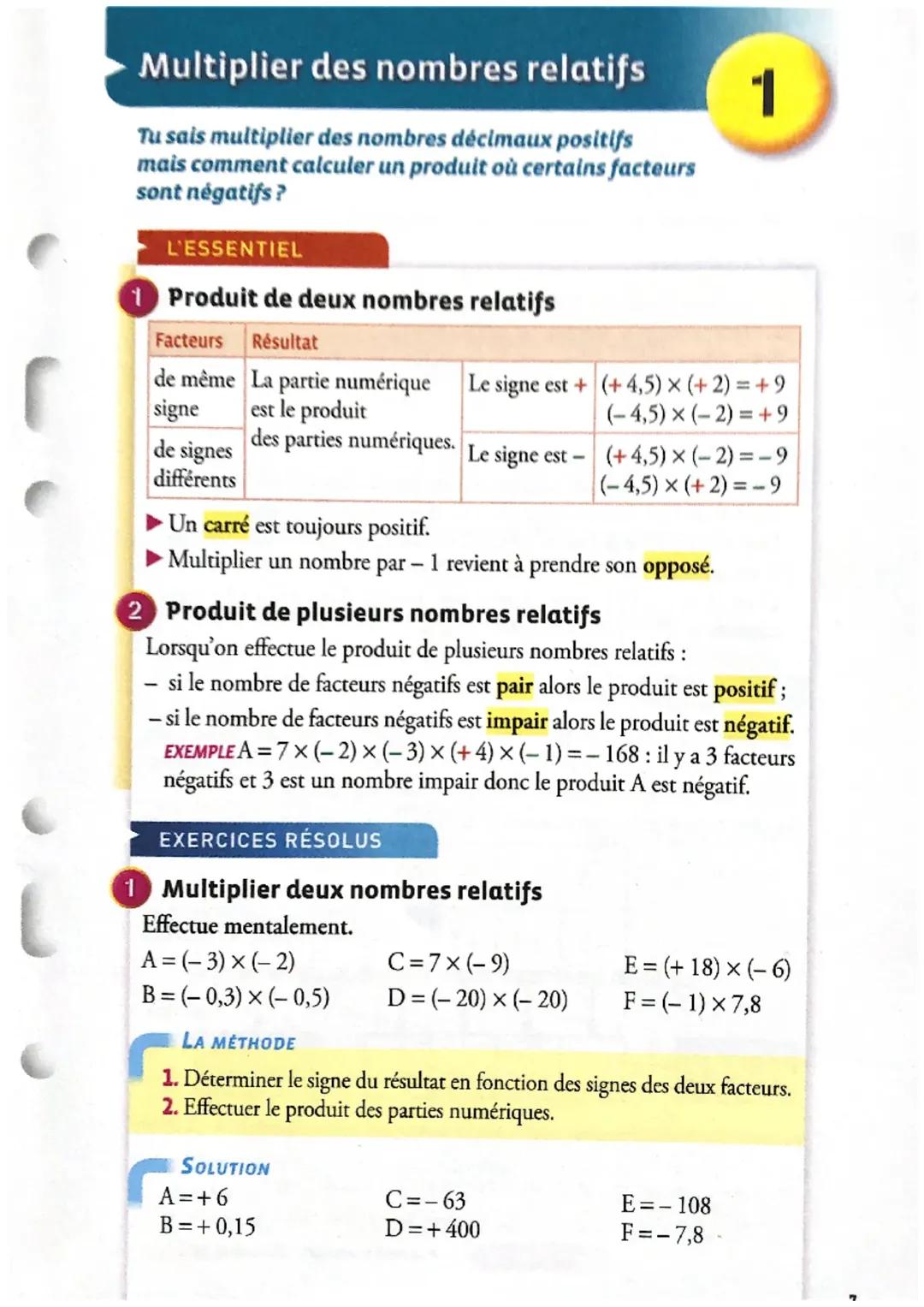 multiplication de nombre relatif 