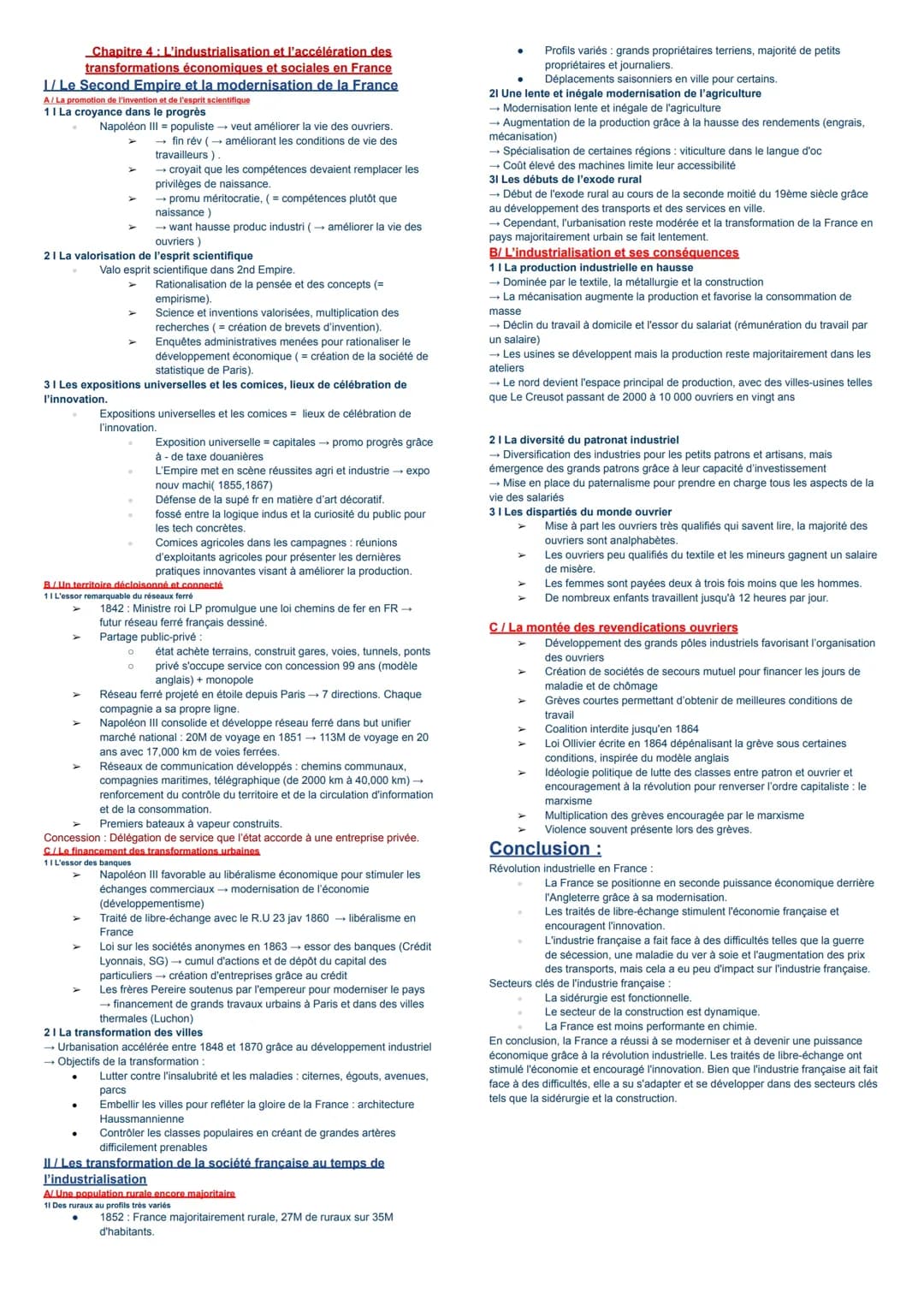 L’industrialisation et l’accélération des transformations économiques et sociales en France 