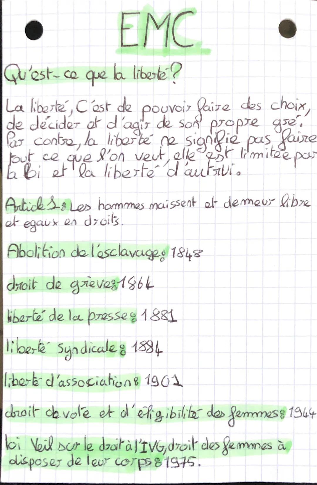EMC
Qu'est-ce que la liberte?
La liberté, C'est de pouvoir faire des choix,
de décider of d'agir de son propre gre.
Par contre, la liberté n
