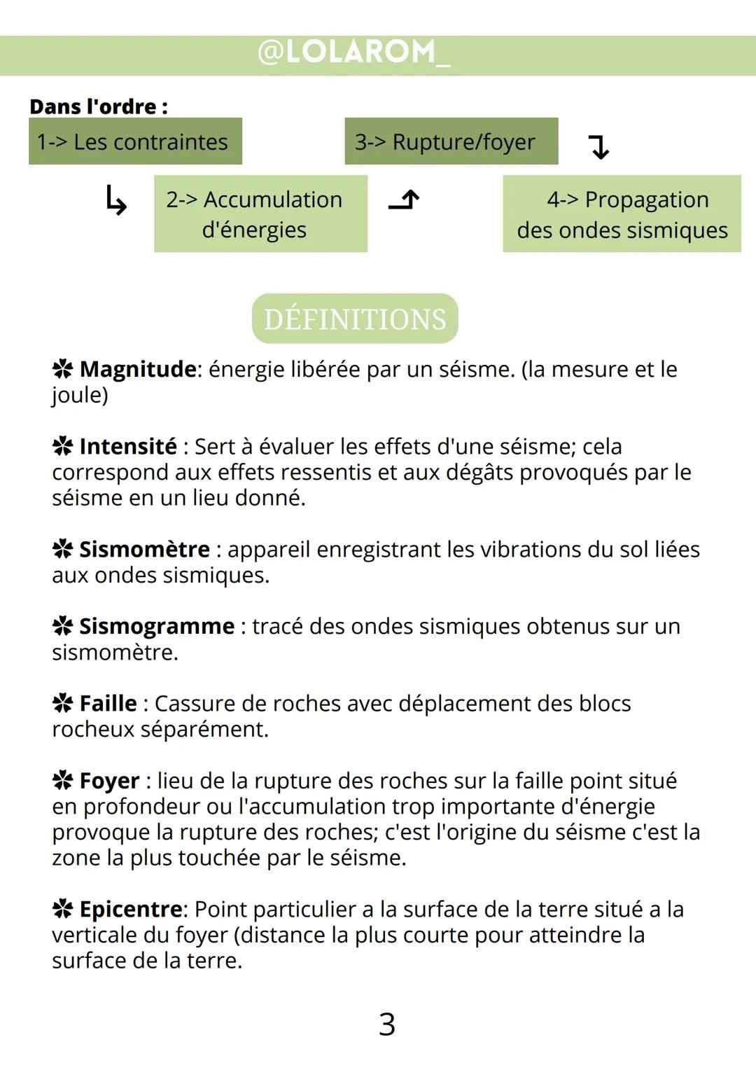 # LES SÉISMES SVT @LOLAROM_

@lolarom_

★ Un seisme se produit par des vibrations brutale et de courte
durée (quelque seconde/minutes ) prov