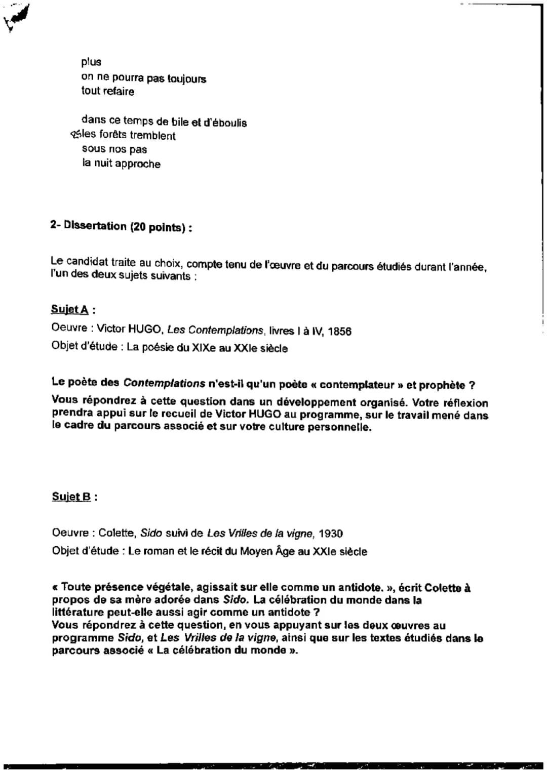 SUSET DE BAC BLANC DE FRANÇAIS.
BACCALAURÉAT GÉNÉRAL
ÉPREUVE DE FRANÇAIS
DU JEUDI 9 MARS 2023
Durée de l'épreuve : 4 heures
L'usage de la ca