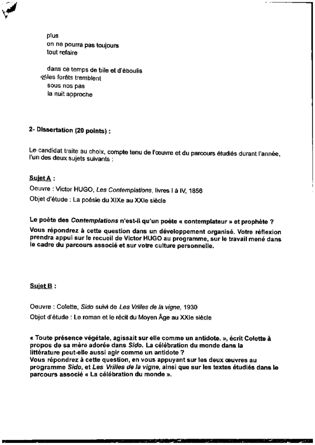 SUSET DE BAC BLANC DE FRANÇAIS.
BACCALAURÉAT GÉNÉRAL
ÉPREUVE DE FRANÇAIS
DU JEUDI 9 MARS 2023
Durée de l'épreuve : 4 heures
L'usage de la ca