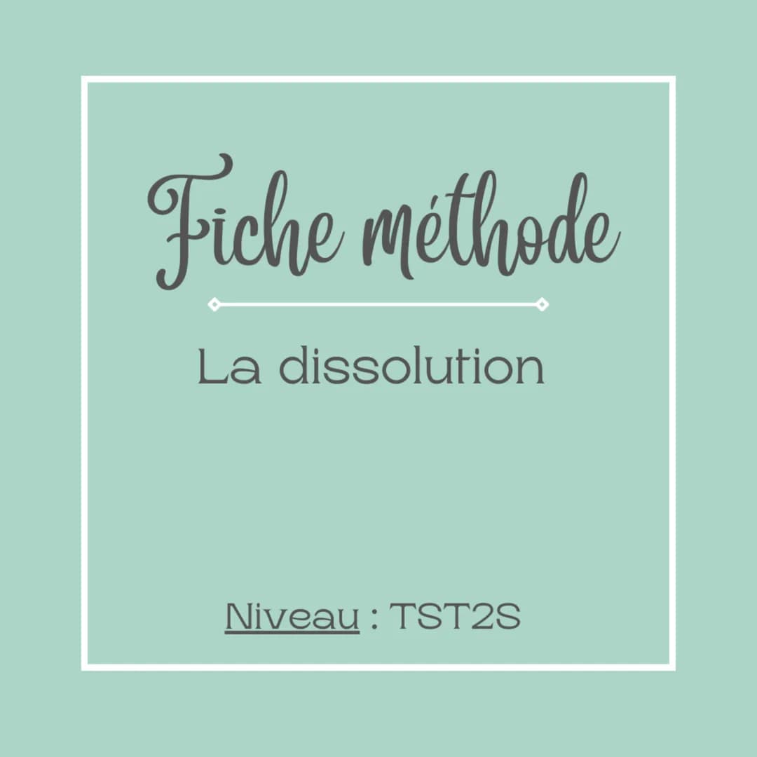 Fiche méthode
La dissolution
Niveau: TST2S Verreries et matériels
utilisées
fiole jaugée
V mL
Y
entonnoir
balance
spatule Principe de la dis
