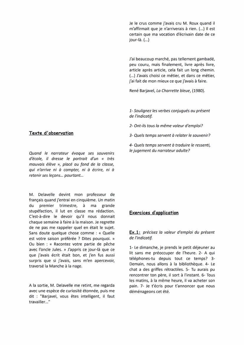 RESENT
aska LE
P Valeurs d'emploi
Présent
d'énonciation
Présent de vérité
générale
Présent
d'habitude/
itératif
Présent étendu :
- passé pro