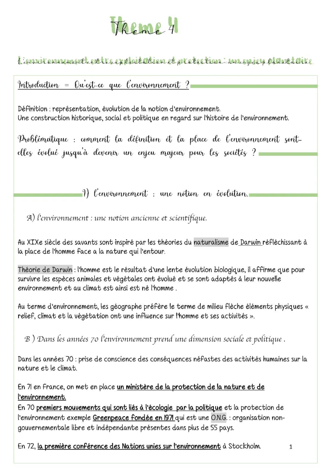 L'Histoire de l'Environnement : Exposé et Définitions à Télécharger en PDF