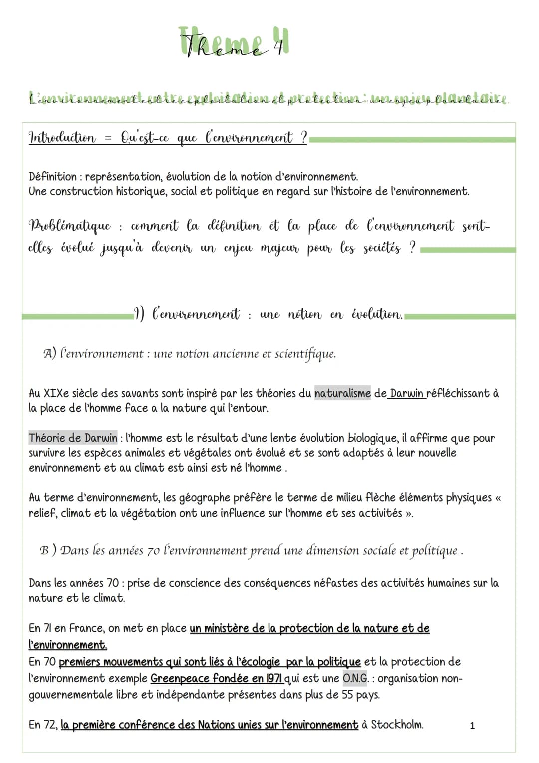 L'environnement entre el pebitation et protection inchpia planneddike.
Introduction
=
Theme 41
Qu'est-ce
que
l'environnement ?
Définition: r