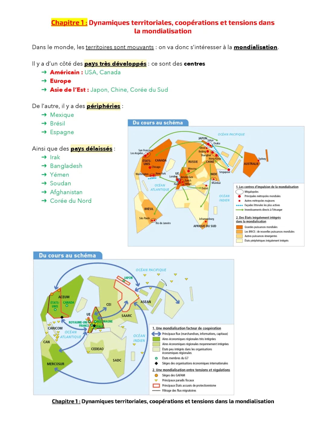 Chapitre 1 - Dynamiques territoriales, coopérations et tensions dans la mondialisation