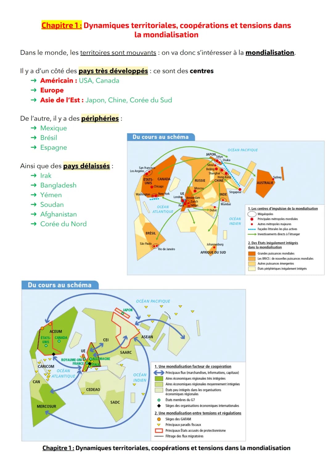Chapitre 1: Dynamiques territoriales, coopérations et tensions dans
la mondialisation
Dans le monde, les territoires sont mouvants on va don