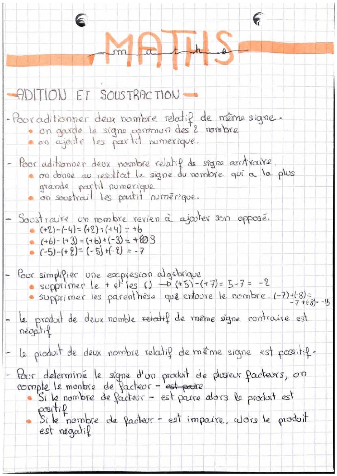 Addition et Soustraction des Nombres Relatifs : Exercices 4ème et 5ème PDF