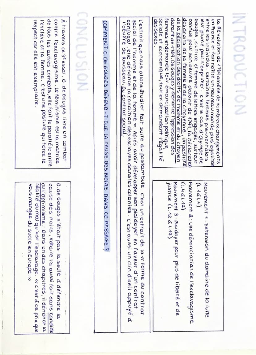 AL3:
extrait de la forme du contrat social
La Littérature d'idées du XVIème siècle au XVIIIème siècle
O. de Gouges, Déclaration des droits d