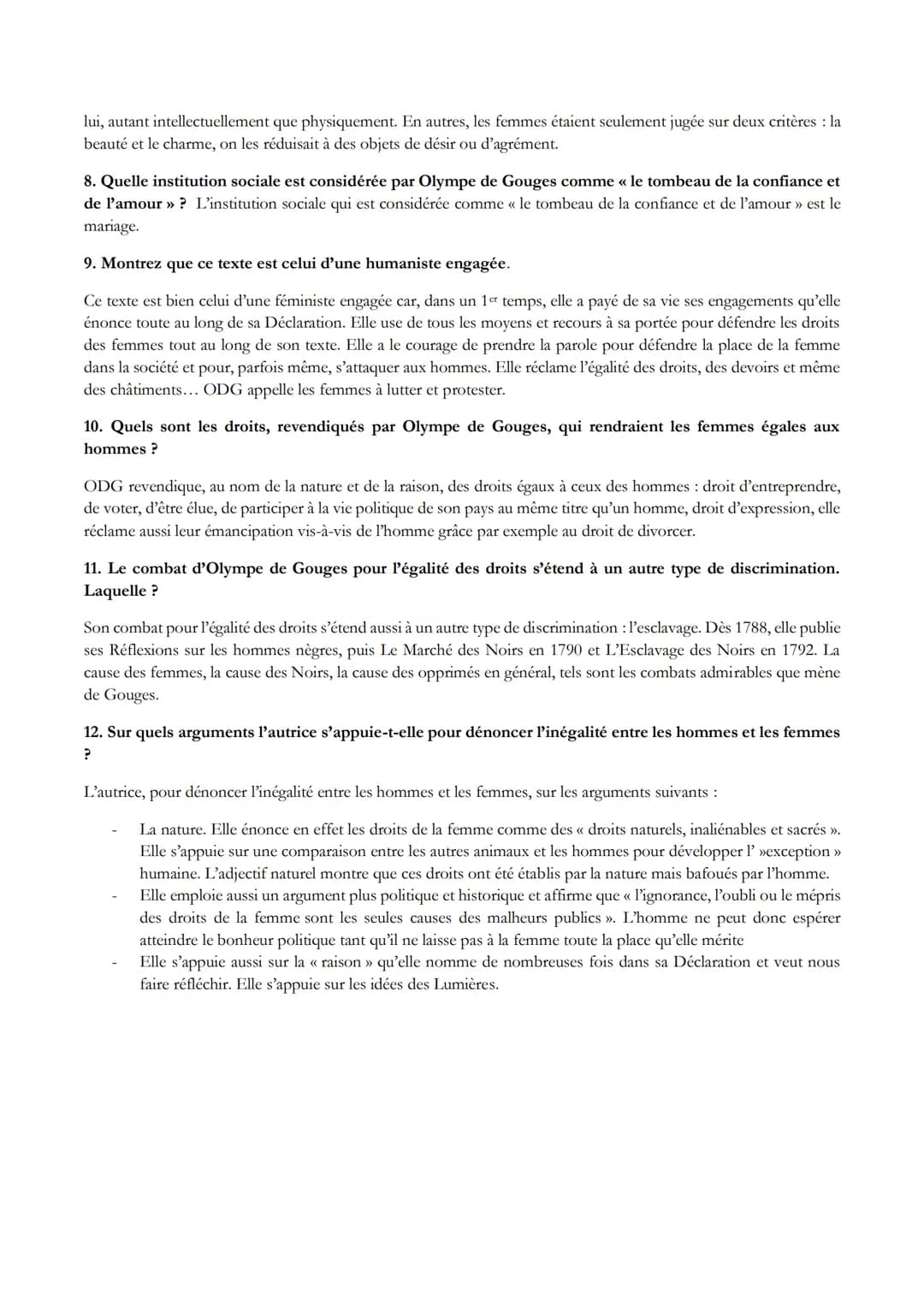 Faire le point sur l'œuvre d'Olympe de Gouges
1. Qui est Olympe de Gouges ? Quel statut occupe-t-elle dans la société où elle vit ?
Olympe d