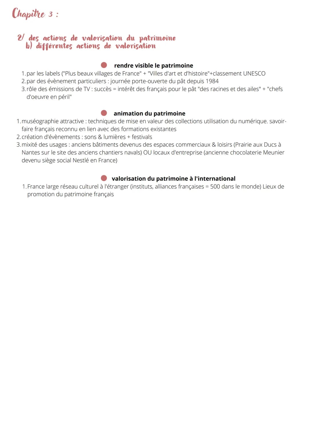PATRIMOINE : ENJEU GEOPOLITIQUE
La France et le patrimoine, des actions
majeures de valorisation et de protection
Comment la France gère-t-e