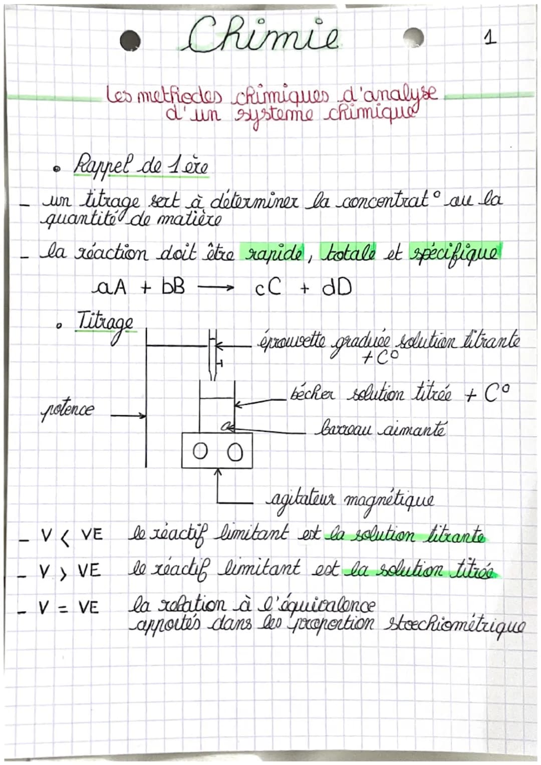 -
-
-
Rappel de 1ère
un titrage sert à déterminer la concentrat au la
quantité de matière
0
• Chimie
Les metfiedes chimiques d'analyse
d'un 