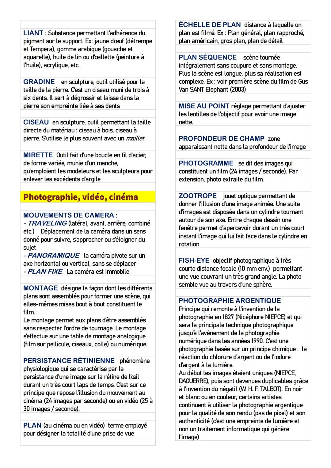 lexique à l'usage des

SPECIALITE ET OPTION ARTS PLASTIQUES

XXX --- OCR Start ---
généralités
ARTS PLASTIQUES ensemble des
domains artistiq