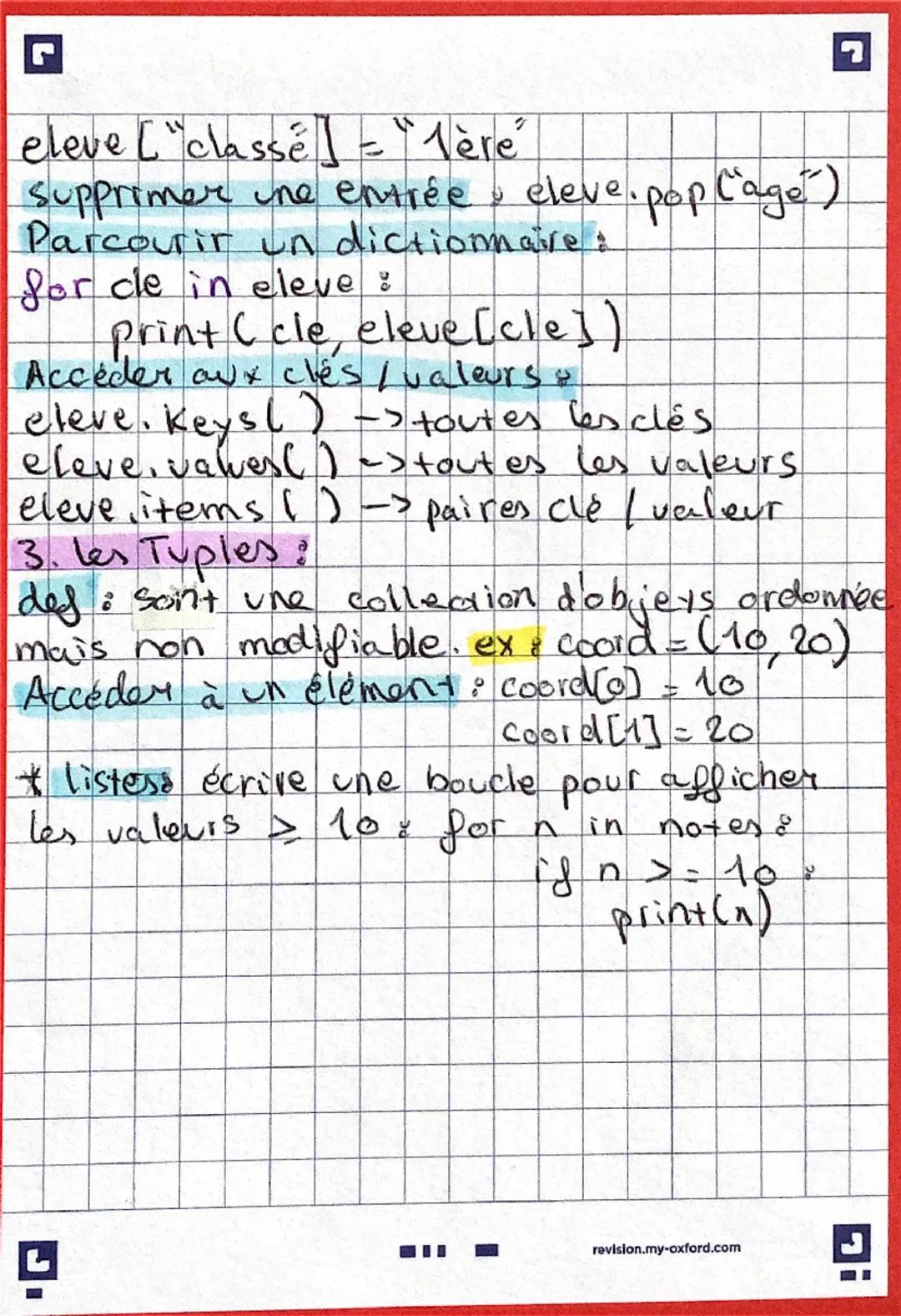 -listes, dictionnaires, tuples-(python)

1. Les listes:

Def est un ensemble or donné, modifi
able, contenant n'importe quels objets.
ex: no