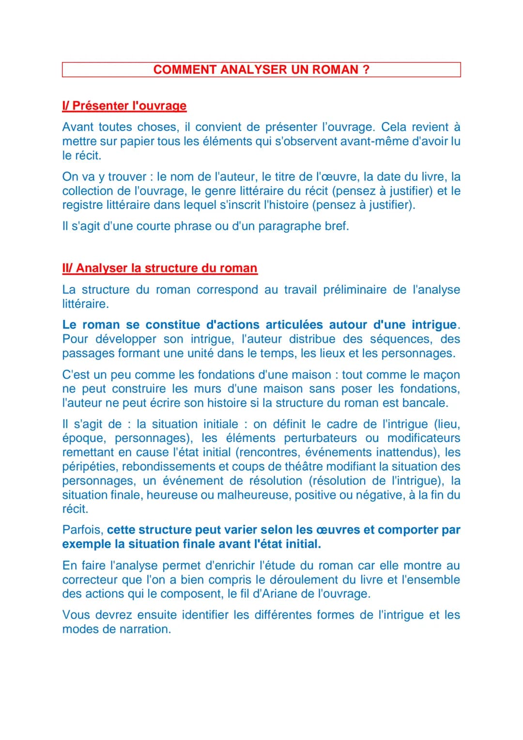 COMMENT ANALYSER UN ROMAN ?
I/ Présenter l'ouvrage
Avant toutes choses, il convient de présenter l'ouvrage. Cela revient à
mettre sur papier