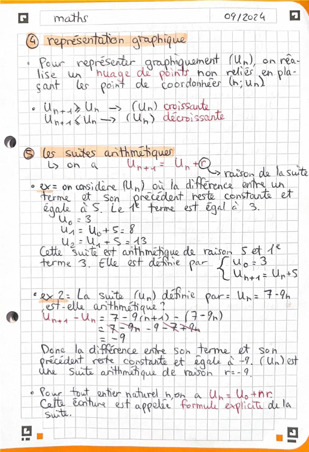 L
Chapitre 2: Suites numériques
④ vocabulaire
9
6
Une suite numérique y est une fonction
definie sur IN, qui a tout entier naturel
associe u