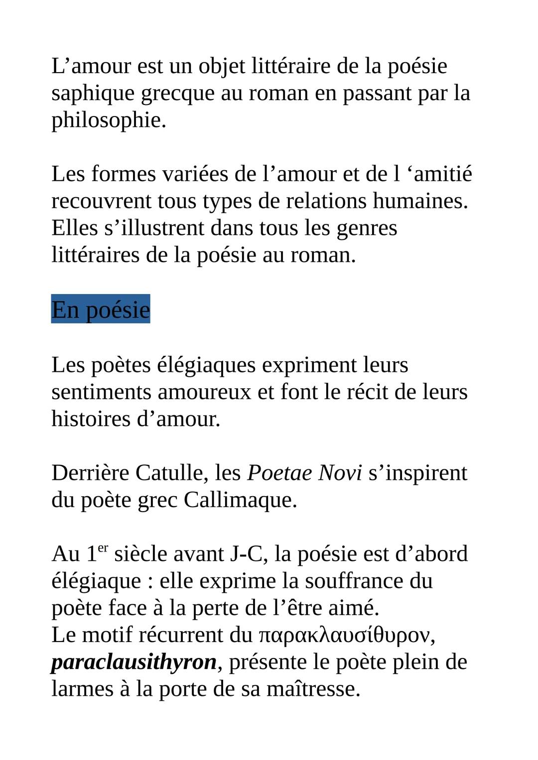 Dire et chanter l'amour :
poèmes, lettres, théâtre, épitaphes
et graffiti, etc
Le thème large des amours antiques s'attache
à présenter tout
