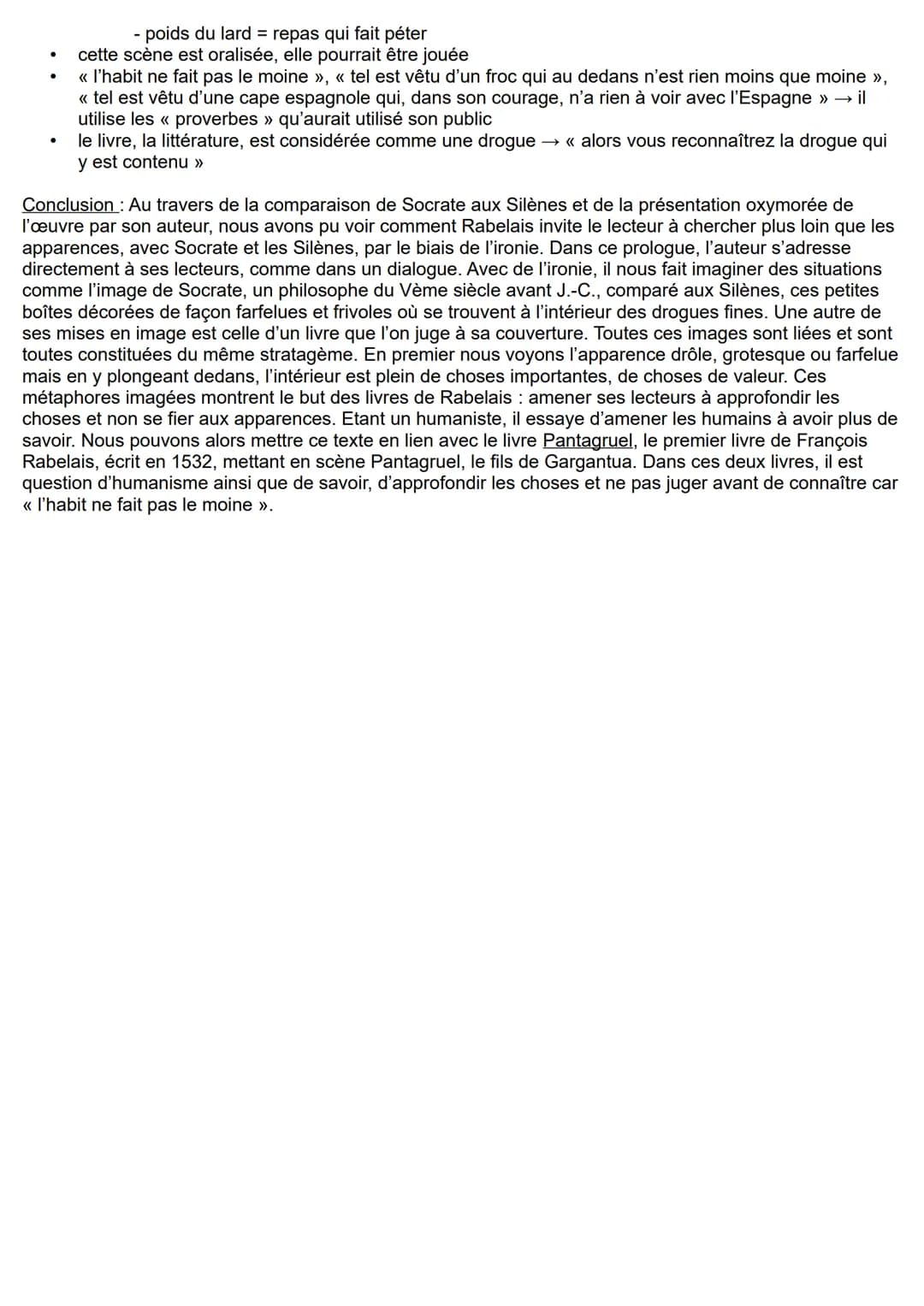 Gargantua - Prologue de l'auteur → TEXTE N°2 (page 61 à 69)
Problématique : - Comment Rabelais invite-t-il le lecteur à chercher plus loin q