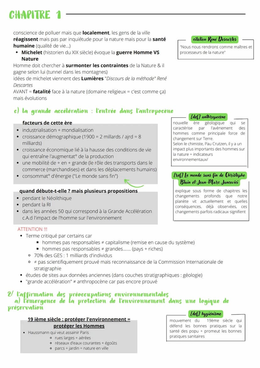 L'ENVIRONNEMENT
AXE 1
L'environnement : entre exploitation et protection
COMMENT LES SOCIETES ONT-ELLES PROGRESSIVEMENT PRIS CONSCIENCE DE L